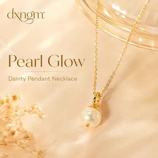 𝒅𝒙𝒏𝒈𝒎™ Lumière Pearl Pendant Necklace – Dainty Freshwater Pearl Gold-Plated Chain
