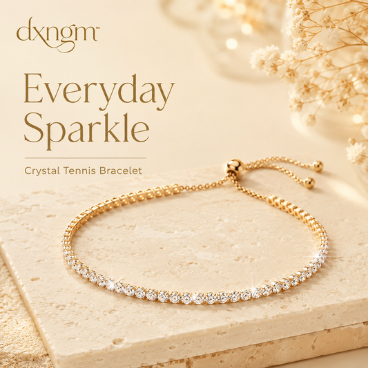 𝒅𝒙𝒏𝒈𝒎™ Celeste Crystal Tennis Bracelet – Delicate Adjustable Cubic Zirconia Bracelet
