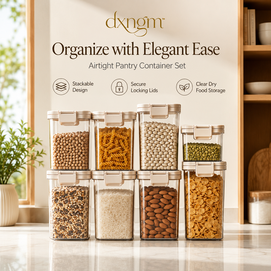 𝒅𝒙𝒏𝒈𝒎™ Modular Airtight Pantry Container Set – Stackable Food Storage with Labels